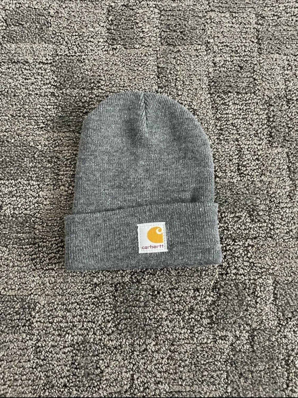 Carhartt Gray Beanie with Yellow Patch